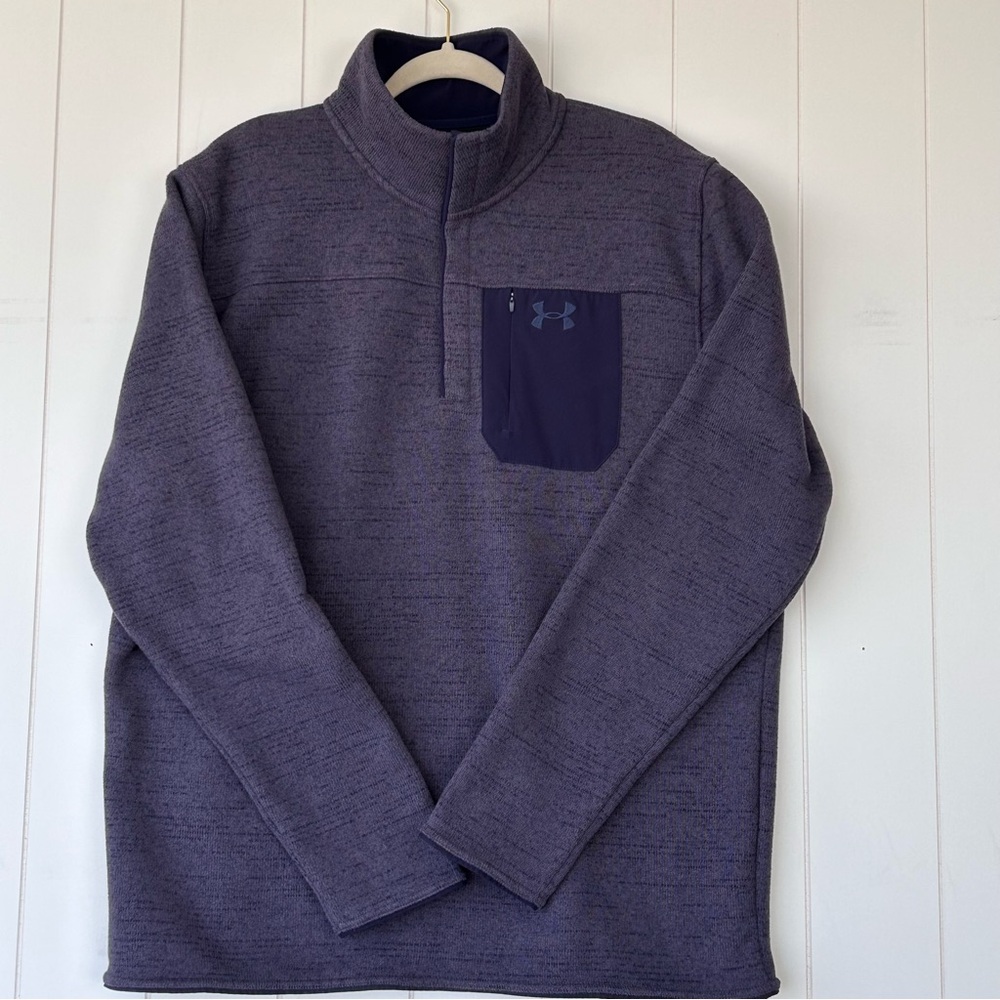 Under Armour Men’s 1/4 Button Pullover Blue/Gray Size XL‎
